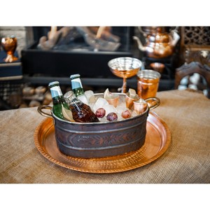 Seau à bière en cuivre massif gravé, seau à vin, bac à boissons pour fêtes, cadeau de pendaison de crémaillère, - Product Image 4