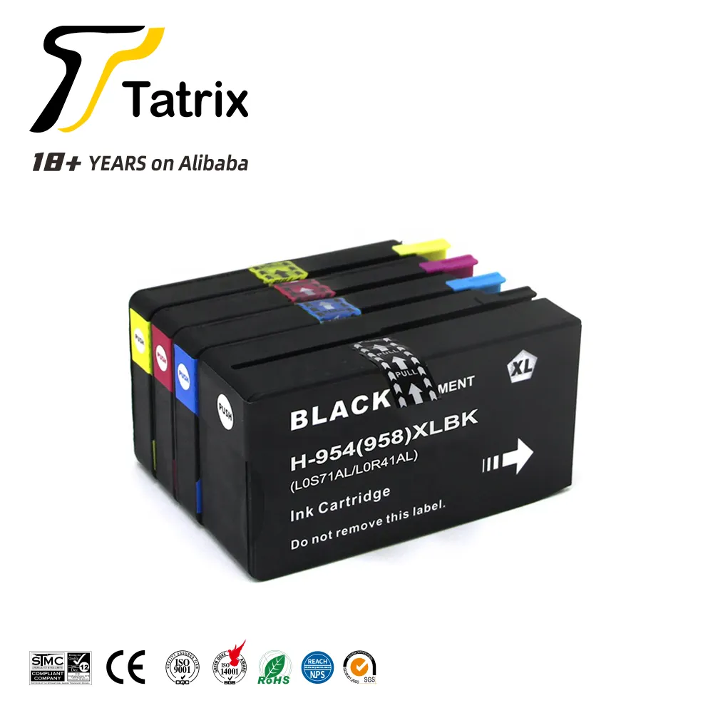 Tatrix 958 958xl 954 954XL cao cấp màu tương thích máy in Hộp Mực cho HP Officejet 7720 7740. 958xl 954XL hộp mực