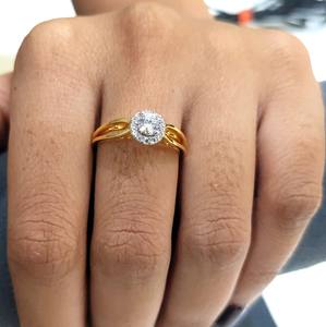 Anillo de Compromiso con Diamante Cultivado en Laboratorio de Corte Redondo de 0.40 Ct, Anillo de Oro Amarillo Sólido de 10K/14K/18K para Mujer, Estilo Vintage - Product Image 3