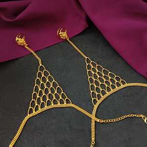 Cadena de mano India Anillo de dedo Conjunto de pulsera nupcial Arnés de eslabones de cadena esclava Pulsera DE BODA Conjunto de joyería india para mujer - Product Image 2