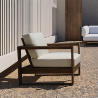 Fauteuil de salon modulable 1 place en bois de teck design moderne pour hôtel patio jardin piscine terrasse pour ensemble de canapé