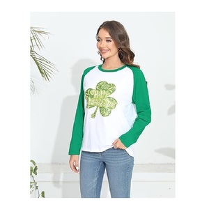 Camiseta de manga larga con estampado de algodón 100% de alta calidad para mujer, camiseta informal de diseño extragrande de talla grande, fábrica de Bangladesh - Product Image 3