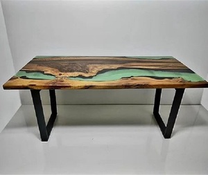 Thiết Kế Hơn Bán Buôn Phổ Biến Bán Sống Cạnh Epoxy Nước Rắn Óc Chó Sang Trọng Sông Đại Dương Gỗ Ăn Uống Bảng Nhựa - Product Image 1