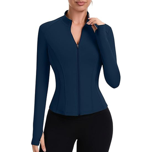 Training <b>Jacket</b> for Women <b>Yoga</b> Wear Full Zip Stretchable Nylon Spandex Mix Lightweight Soft Athletic Top - Product Image 4