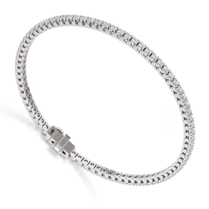 สร้อยข้อมือชุบทองคำขาว18K ประดับเพชรแบบคลาสสิกของขวัญแต่งงานกำไลข้อมือสไตล์ดอกไม้สำหรับผู้หญิง - Product Image 2