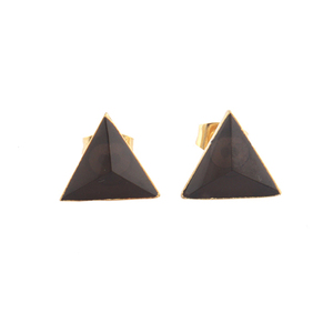 Pendientes de cuarzo ahumado natural con corte triangular, aretes de poste, chapado en oro, hechos a mano, regalo para mujer - Product Image 3
