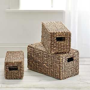 Decorative <b>water</b> hyacinth storage box set woven <b>container</b> boxes home organization <b>containers</b> - Product Image 5
