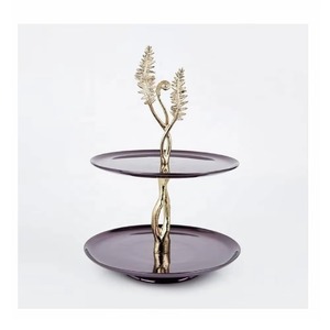 Placa de acero inoxidable de dos niveles de calidad superior de alta gama, decoración de mesa de boda y hotel elegante, regalos de inauguración de la casa, artículo superior - Product Image 1