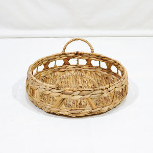 Artex Dong Thap Plateau de service rond fait à la main Design tissé en jacinthe d'eau avec poignées - Product Image 3