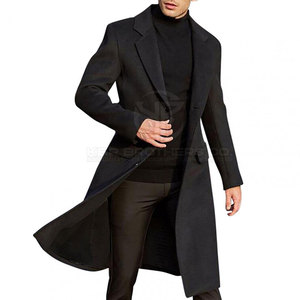 Manteau long en laine pour homme avec coupe moderne et ourlet droit, idéal pour un usage quotidien, long manteau en laine pour homme - Product Image 3