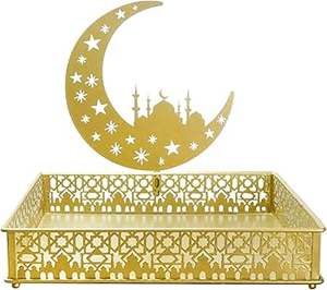 Plateaux contemporains en métal maillé doré pour une présentation élégante des aliments et des paysages de table modernes - Product Image 2