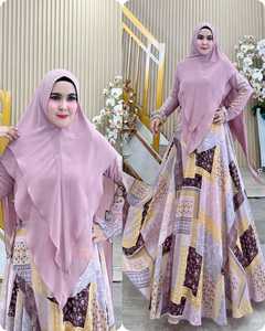 Meilleure vente ensemble modeste de robe de prière non-tissé gracieux charisme mosaïque Khimar Patchwork élégant service OEM naturel en couches complètes - Product Image 5