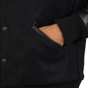 Veste de baseball varsity pour homme de haute qualité fabriquée par un fabricant OEM, broderie personnalisée, manches en cuir, veste coupe-vent - Product Image 2