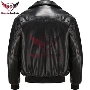 แจ็กเก็ตหนังแท้ของผู้ชายที่มีกระดุมข้อมือ-หนาอบอุ่นคอปกพับลงกระดุมปิดกระเป๋าด้านหน้า2ช่อง - Product Image 4