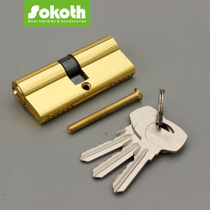 Orta doğu silindir fabrika fiyat çift açık SN siyah altın çinko alaşım Normal 3 demir tuşları ile güvenlik kapısı kilit silindir - Product Image 4