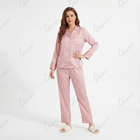 Ensemble de pyjama élégant en satin pour femmes, couleur rose, taille élastique personnalisée, vêtements de nuit doux, pantalon disponible en différentes couleurs