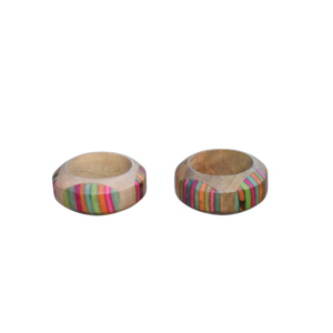Rond de serviette en bois vintage multicolore Support décoratif de table classique Utilisation quotidienne Mariage Fêtes de Noël Stocked - Product Image 3