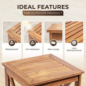 Juego de mesa auxiliar plegable para exteriores de 2 mesas decorativas de madera para Patio dormitorio sala de estar o espacios pequeños 18 "x 13 Natural 1 pieza - Product Image 6