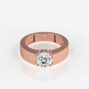 Men's 14K Yellow Gold <b>Ring</b> with Portuguese Cut Lab Grown Diamond Premium Diamond <b>Rings</b> - Product Image 6