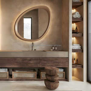 Espejo de Pared Artístico Hecho a Mano de Madera Estilo Art Deco, Forma Asimétrica, Decoración Moderna para Entrada - Product Image 2