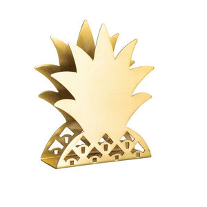 Servilletero con diseño de piña en metal chapado en oro, perfecto para vajilla elegante y decoración y organización del hogar con estilo - Product Image 1