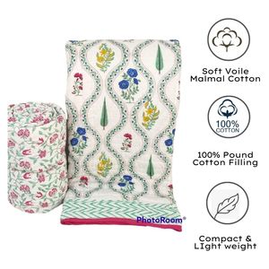 Wholesale Customizable Premium Traditional Seasonal Hand Block Print Jaipuri Floral Double Bed <b>Quilt</b> Cotton Bed Couch for - Product Image 5