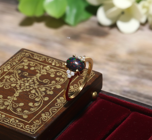 Anillos de eternidad de Plata de Ley 925 chapados en oro Ópalo marrón teñido y CZ blanco - Product Image 6