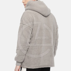 เสื้อฮู้ดซิปขนแกะเชอร์ปานุ่มสำหรับผู้ชายมีฮู้ดผ้าฟลีซแบบเย็บคงทนและทรงหลวมสำหรับผู้ชาย - Product Image 3