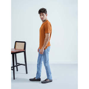 Unze London AIRI Casual Slim Fit Denim Jeans Streetwear <b>Boot</b> Cut Straight Cargo <b>Pants</b> Patchwork Design Mid Waist Dark Colored - Product Image 3