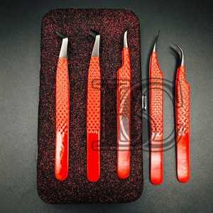 Pinzas de calidad superior de visón, embalaje sostenible para extensiones de pestañas, pinzas, estuche magnético rojo, pinzas para extensiones de pestañas - Product Image 2