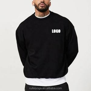 OEM Heavyweight French Terry Cotton Crew Neck Pullover for Men Custom Logo Embroidery Printed <b>Oversized</b> Boxy Fit Sweatshirt - Product Image 3