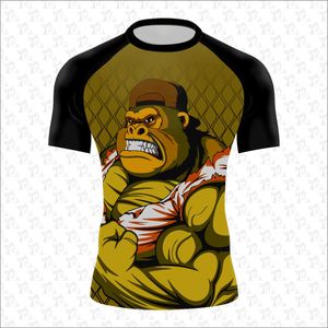 Rash Guard ชุดว่ายน้ํา bjj การพิมพ์แบบกําหนดเองแห้งเร็วและโลโก้ Jiu Jitsu Rash Guards แขนสั้น MMA Rash Guard สําหรับผู้ชาย OEM - Product Image 3