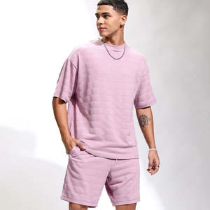 Ensemble de t-shirts d'été décontractés pour hommes fabriqués en usine Short confortable 100% coton de haute qualité de couleur personnalisée - Product Image 4