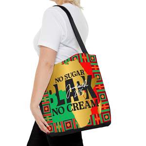 Borsa tote ispirata al Juneteenth con design 'No Sugar Black No Cream', in tela con cerniera, portatile ed elegante, con fodera in poliestere - Product Image 4