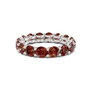 Anillo Eternity Redondo Marrón Intenso con Diamantes Cultivados en Laboratorio de 1.00 Ct Tw, Oro Sólido de 14K, Color Marrón, Claridad VS, 30 Diamantes, Tono Cacao Rico - Product Image 1