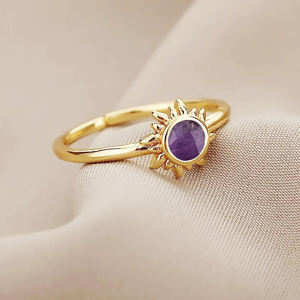 แหวนพลอยอเมทิสต์ชุบทองแหวน925อเมทิสต์ทำมือเครื่องประดับหรูหราเครื่องประดับท้องฟ้า - Product Image 1