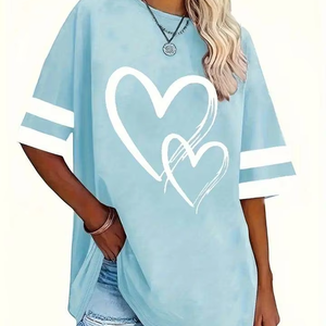 Camiseta Casual de Cuello en V de Manga Corta Transpirable de Jersey Holgada de Talla Grande para Mujer - Product Image 1