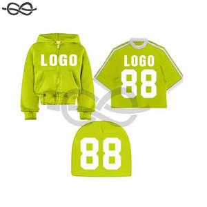 Sweat à capuche Hip Hop pour hommes, ensemble de t-shirts surdimensionnés Boxy Beanie All Over Rhinestone Washed Print Heavyweight Fleece Winter - Product Image 6