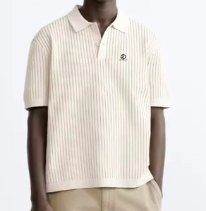 Vente en Gros Nouveau Design Logo Personnalisé à Manches Courtes en Coton Rayé Tricots Polos Tricotés pour Hommes - Product Image 1