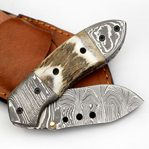 Couteau pliant en acier damas personnalisable poignée en bois confortable nouveau Design couteaux à lame fixe OEM de haute qualité pour le bricolage - Product Image 4