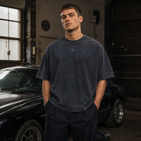T-shirt personnalisé pour homme, style décontracté, en coton éponge 100% de haute qualité, délavé à l'acide, séchage rapide, respirant, anti-boulochage