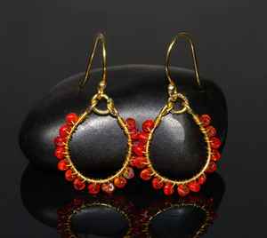 Pendientes de Ópalo Etíope Rojo Fuego Natural con Cuentas para Mujer, Plata de Ley 925, Chapado en Oro de 14K, Joyería Hecha a Mano - Product Image 4