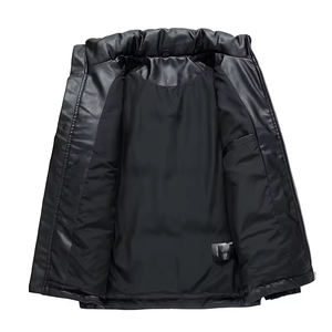 2024 personnalisé en cuir verni hommes Smart décontracté hiver vêtements d'extérieur chaud en plein air toile rembourré bulle manteaux capuche fermeture éclair printemps - Product Image 3
