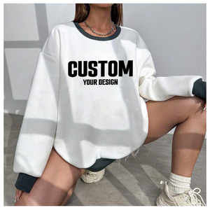 Sweat-shirt à capuche en coton en gros pour l'hiver avec logo personnalisé brodé, sweat-shirt décontracté à col roulé surdimensionné pour femmes - Product Image 6