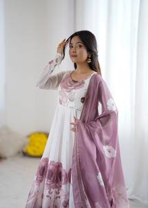 Robes de soirée et de mariage traditionnelles pour femmes, en soie organza brodée, séchage rapide, toutes saisons, style pakistanais et indien Salwar - Product Image 6