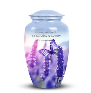 Urna de cremación de mariposa, memorial de la naturaleza para cenizas humanas, urna de memoria, urna Floral de mariposa púrpura, recuerdo funerario de simpatía - Product Image 1