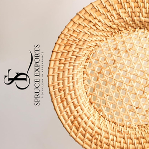 Plateau tissé en osier rond en rotin le plus vendu magnifiquement conçu pour une utilisation polyvalente dans la décoration intérieure servant pour les mariages du Ramadan - Product Image 5