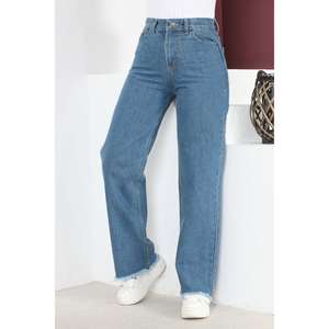 Pantalon en jean décontracté Mega Merchant avec détails à franges, matière Spandex/Polyester, coupe classique - Product Image 4