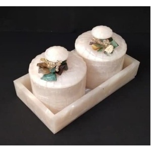 ชุดโถเรซิ่น2ใบพร้อมฝาและถาดสำหรับตกแต่งบ้านสมัยใหม่ดีไซน์หรูหราหรูหราได้รับการออกแบบโดยชาววัง - Product Image 1