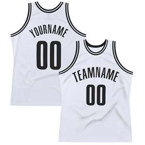 Camiseta de baloncesto bordada sublimada personalizada de alta calidad hecha en fábrica de SIBRIN, camiseta de malla de poliéster de punto acanalado con cuello blanco y negro - Product Image 1